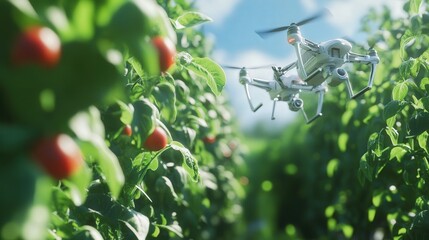 Poster - robots and drones that work together seamlessly to cultivate crops in a fully automated environment.