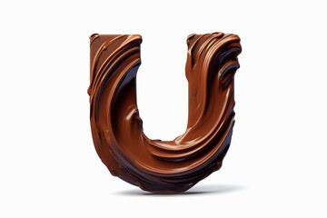 Aufkleber - Letter U designed with flowing cocoa texture isolated on white background