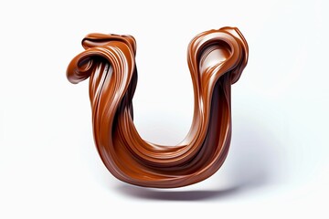 Aufkleber - Letter U designed with flowing cocoa texture isolated on white background