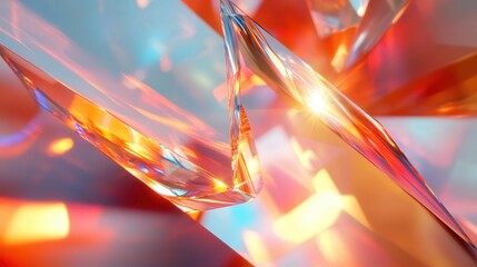 Poster - light bends as it passes through a transparent object like a crystal. Design an image showing how refraction can lead to interesting patterns and visual effects