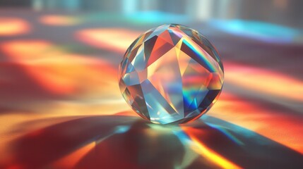 Poster - light bends as it passes through a transparent object like a crystal. Design an image showing how refraction can lead to interesting patterns and visual effects