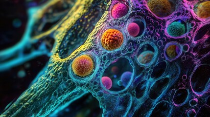 Fototapete - creating magnified images of small cells in biology.