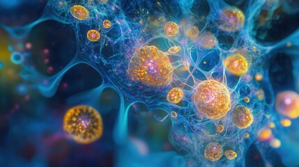 Fototapete - creating magnified images of small cells in biology.