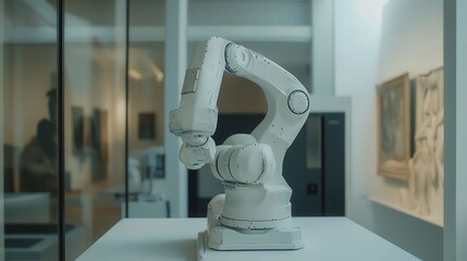 Poster - robot that assists in the art restoration process, carefully cleaning and preserving valuable works of art with high precision