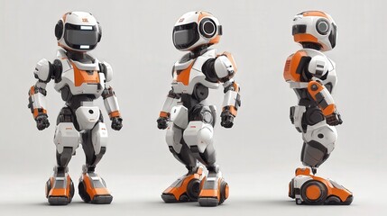 Poster - robot that supports factory workers by performing repetitive, heavy labor tasks, reducing strain on humans and increasing production efficiency.