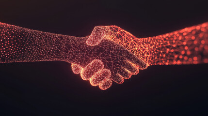 Poster - Cloud storage Globalization communication network Digital handshake symbolizing partnership and collaboration in technology