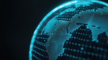 Poster - Cloud storage Globalization communication network Digital globe with glowing blue dots representing continents and oceans