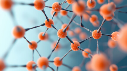 Aufkleber - cloud storage globalization communication network molecular structure with orange atoms connected by