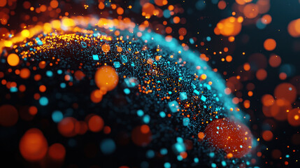 Poster - Cloud storage Globalization communication network Colorful abstract particles in motion, creating dynamic visual effect