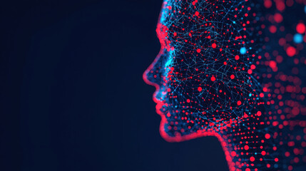 Poster - cloud storage globalization communication network digital face silhouette with glowing network conne