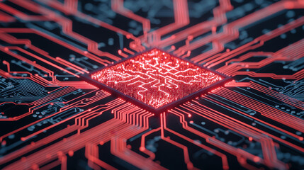  - cloud storage globalization communication network red circuit board with intricate patterns and glow