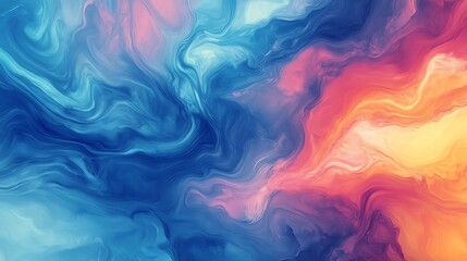 Wall Mural - Abstract Fluid Art: A Symphony of Blue and Orange Hues