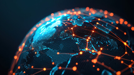 Poster - Cloud storage Globalization communication network Digital globe with glowing connections and network lines, representing technology