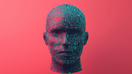  - cloud storage globalization communication network digital human head with circuit patterns, symboliz