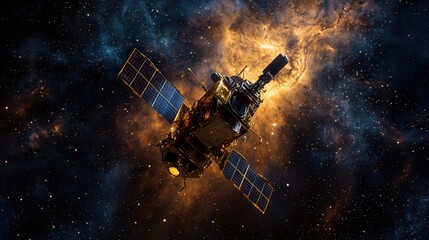 Poster - spacecraft that can study the interstellar medium, with specialized instruments to analyze the particles, gases, and radiation that fill the vast spaces between stars,