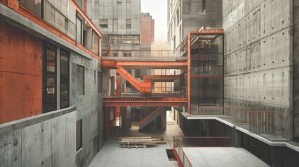 Poster - mixed-use building under construction, with residential and commercial spaces being developed side b