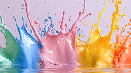 Poster - Colorful Paint Splashes Creating Dynamic Artistic Expressions