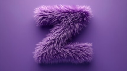 Poster - Purple furry letter z on a matching purple background, whimsical and creative design. Typography and texture concept