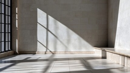 Poster - Soft Shadows and Light Patterns on Minimalist Interior Wall