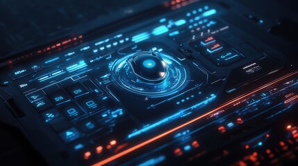 Poster - futuristic keyboard and mouse combo with adaptive AI functions