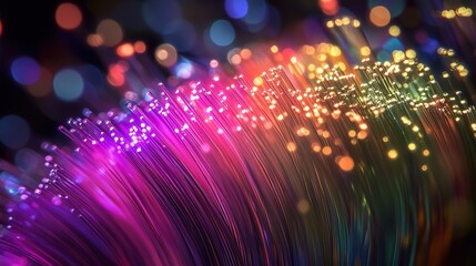 Poster - next-gen data server center with glowing fiber optic cables