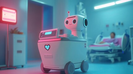 Poster - robot that supports healthcare workers by delivering meals and medical supplies to patients in intensive care units.