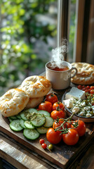 Poster - Rustic Breakfast Spread With Tea And Pastries