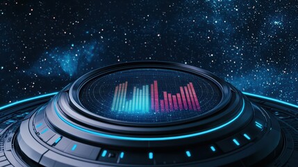 Poster - Holographic 3D Pie Chart with Labels in Deep Space Background