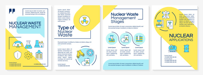 Wall Mural - nuclear waste management blue and yellow brochure template. radioactive supplies utilization. leafle