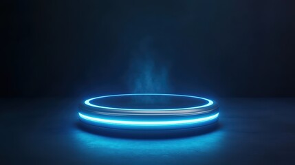 Poster - Futuristic Holographic Display with Blue Light and Data Visualization