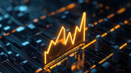 Poster - Glowing Rising Graph in Dark Market with Technology Background