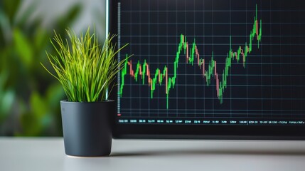 Poster - Modern Office Setup with Screens Showing Real Estate Data and Charts