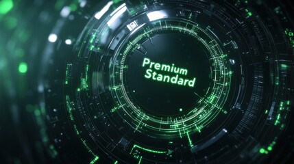 Poster - Premium standard effect with green glowing elements in a futuristic digital design