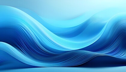 Poster - A serene, flowing abstract design featuring shades of blue, resembling gentle waves or smooth fabric in a calming, fluid motion.