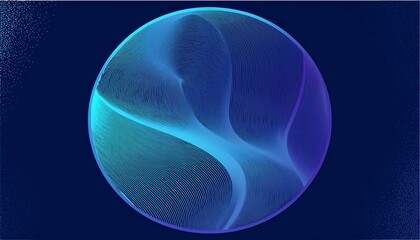 Poster - A vibrant, abstract representation of a spherical shape featuring intricate lines and gradients in blue and purple against a dark background.
