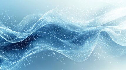 Poster - Serene abstract art flowing water wave patterns in digital illustration