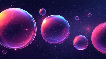 Leinwandbilder - Bubbles floating in cosmic space digital art abstract universe vibrant colors