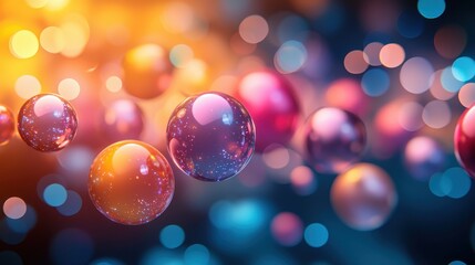 Poster - Colorful bubbles in a close-up abstract digital art scene with vibrant elements