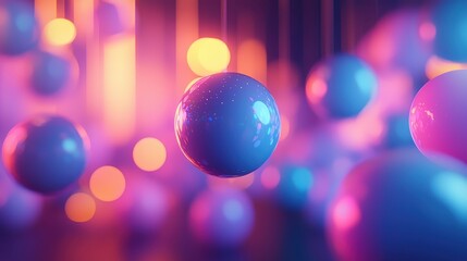 Poster - Colorful abstract light orbs digital art vibrant atmosphere fantasy close-up view modern concept