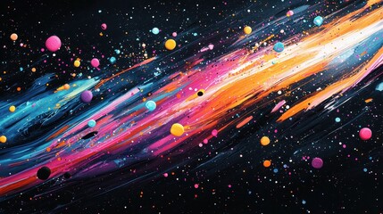 Poster - Vibrant cosmic journey abstract art space digital painting colorful universe wide angle imagination
