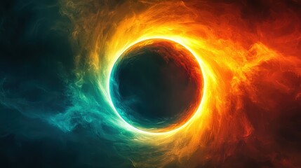 Poster - Celestial eclipse event cosmic realm digital art vibrant atmosphere abstract view universe concept