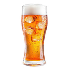 Poster - Refreshing glass of cold beer with ice cubes, perfect for summer enjoyment