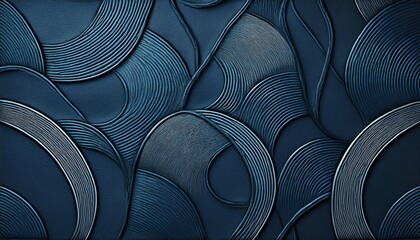 Poster - A textured blue background featuring intricate swirls and circular patterns, creating a modern and artistic appearance.