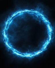 Wall Mural - electric blue ring of energy abstract design on dark background capturing power and futuristic theme