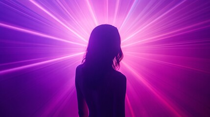 Wall Mural - A glowing violet background with light rays for a vibrant, dynamic look