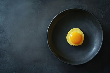 Poster - A perfectly cooked egg sits in a dark colored plate