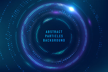 abstract technology big data visualization. innovation future data. digital circles of particles. gr
