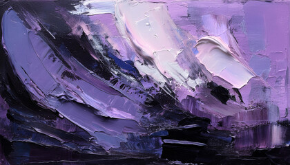 Wall Mural - Abstract pastel purple and black acrylic surface. Oil painting texture on canvas. Hand painted.