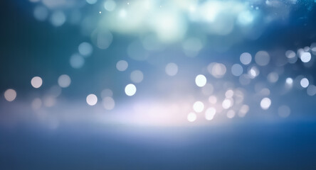 Wall Mural - a serene and dreamy background featuring soft, blurred bokeh lights in calming shades of blue and wh