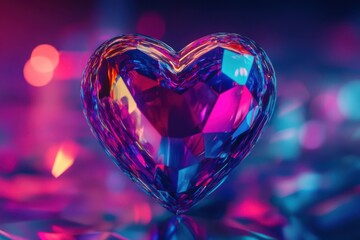 Poster - A colorful holographic heart illustration for innovative advertising and contemporary design applications